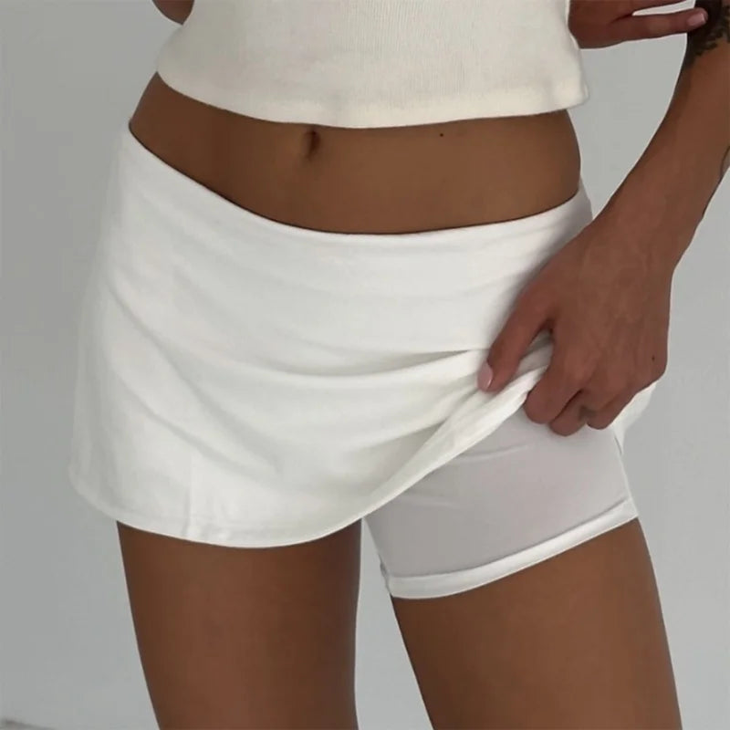 New Fashion Women Solid Satin Short Skirt Y2k Chic Side Zipper Mini Shorts Skirts Built In Shorts Vintage High Waist Streetwear